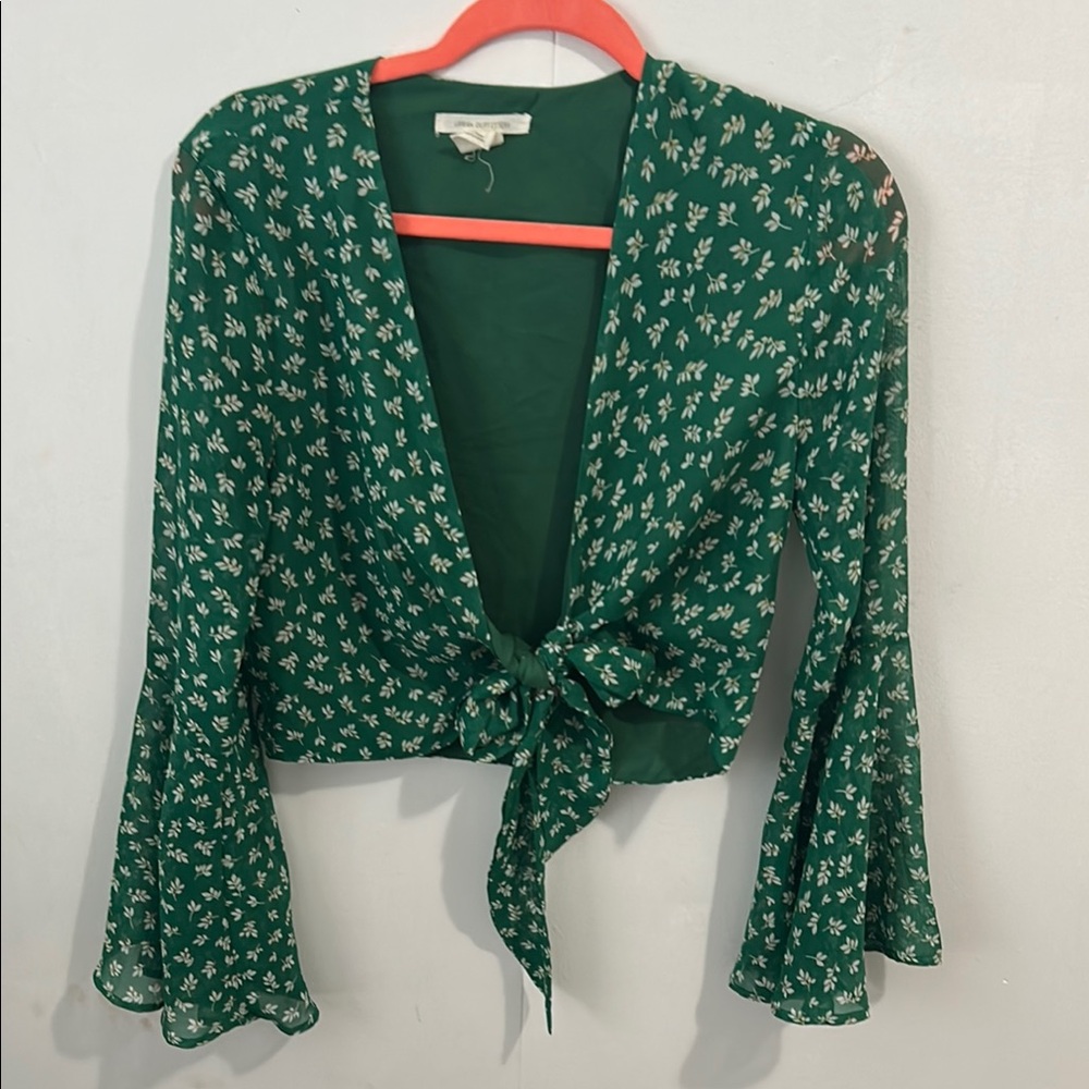 Urban Outfitters Green Floral Blouse